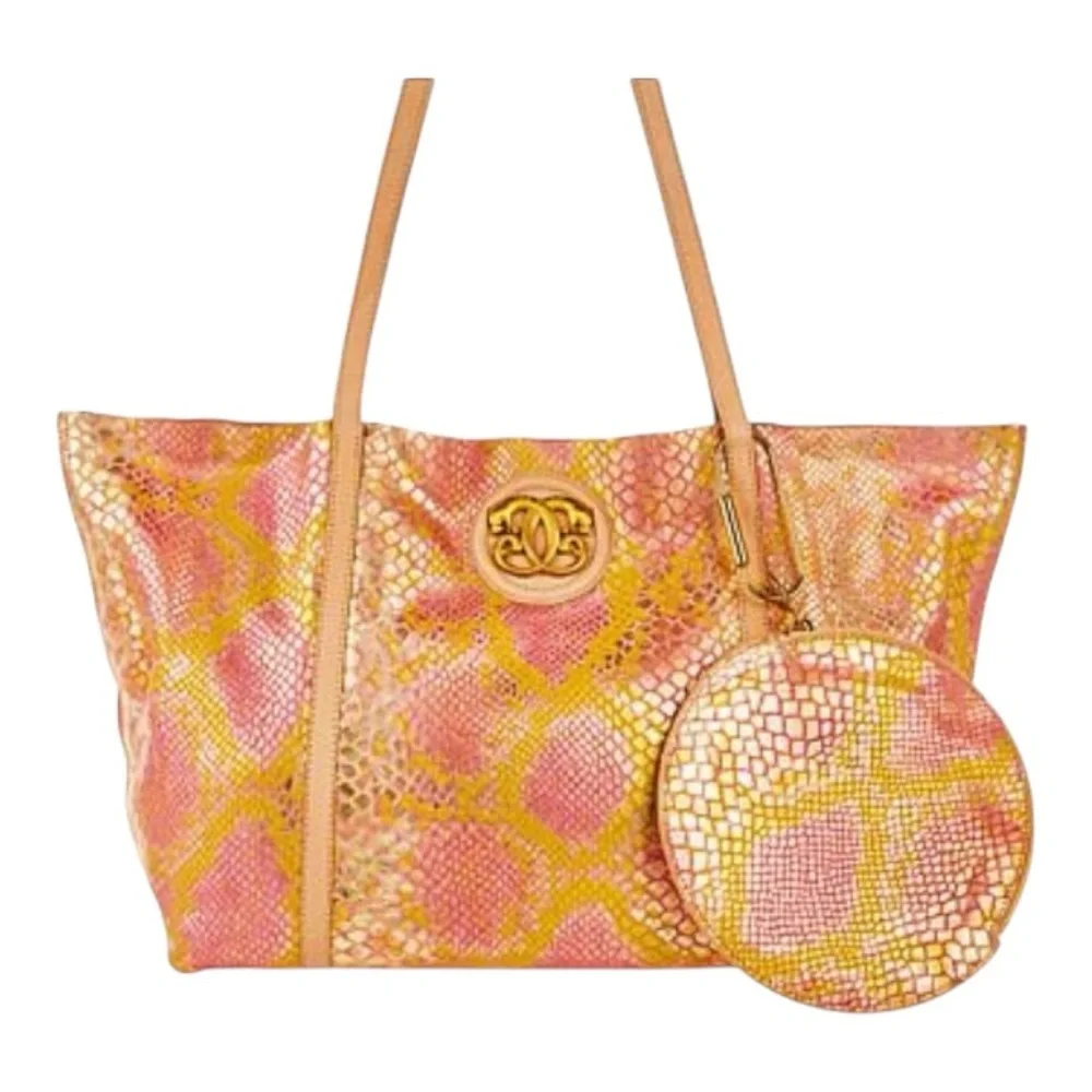 New! Sharif Snake Leather Light Weight Tote Set With Duster Bag For Storage